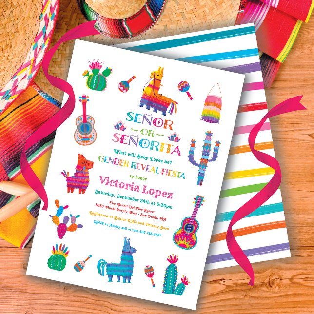 Invitation Señor ou Señorita Baby shower Fiesta de la révélat (Créateur téléchargé)