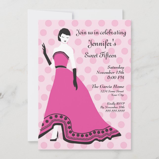 Invitation Senorita classique dans le fuchsia (Devant)