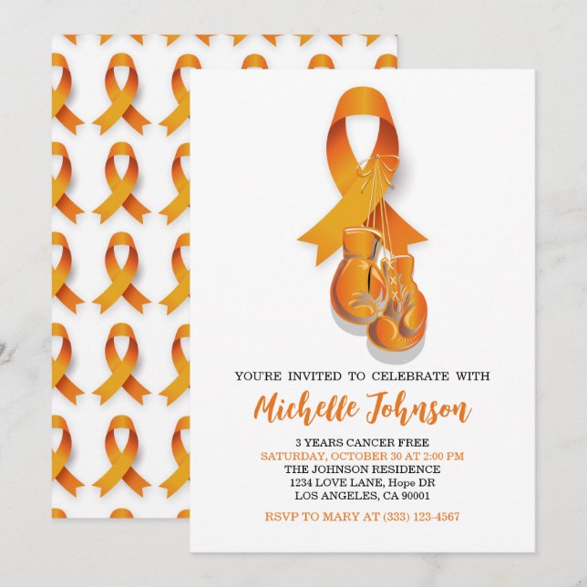 Invitation Sensibilisation à la leucémie Orange Ruban Cancer  (Devant / Derrière)