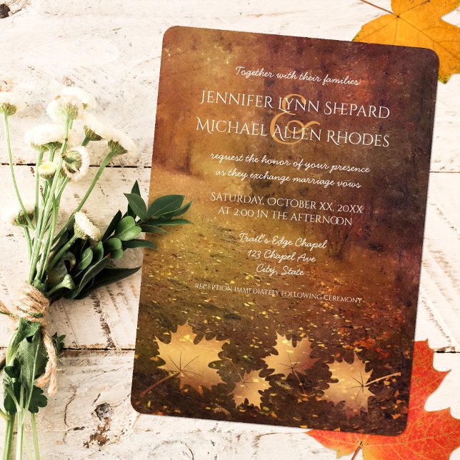 Invitation sentier d'automne érable feuille mariage rustique (Créateur téléchargé)