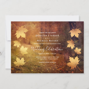 Invitation sentier d'automne tombant érable feuille rustique 