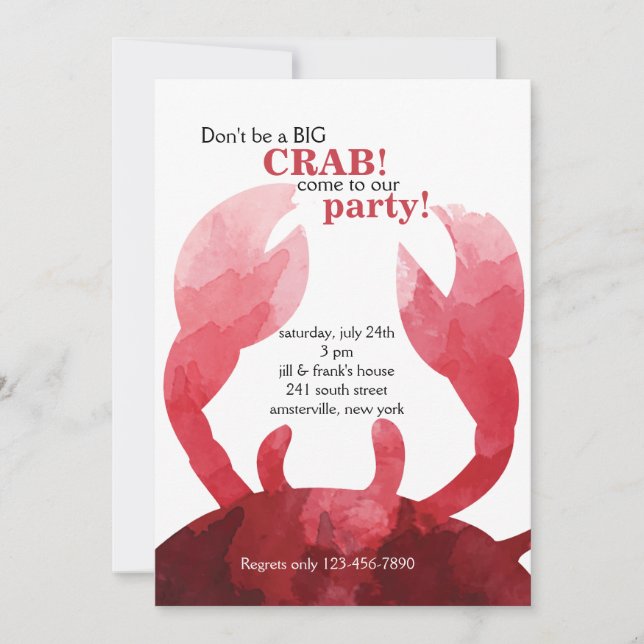 Invitation Sentir l'invitation du crabby (Devant)