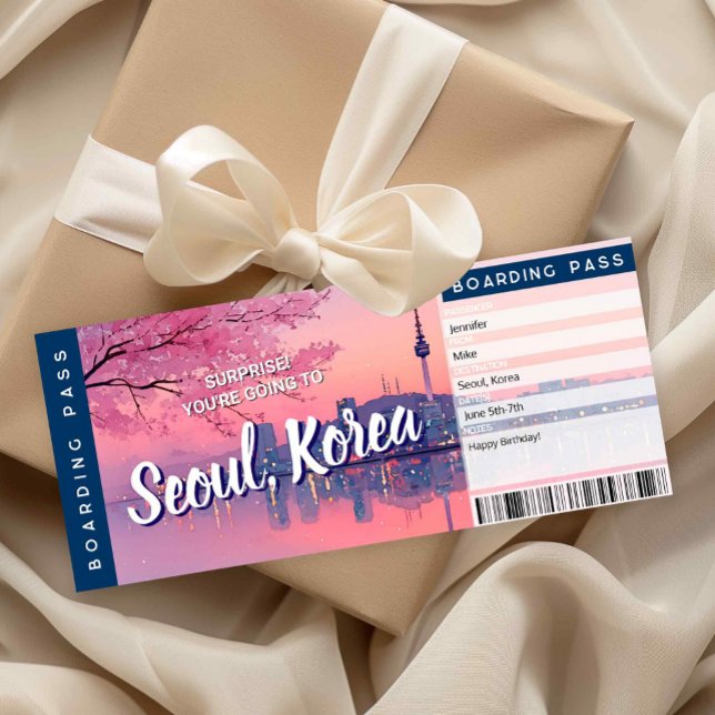 Invitation Seoul Surprise Trip Boarding Pass Gift Ticket Card (Créateur téléchargé)