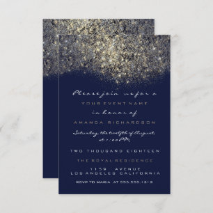 Invitation Sepia Gold Sparkly Parties scintillant Blue Navy I