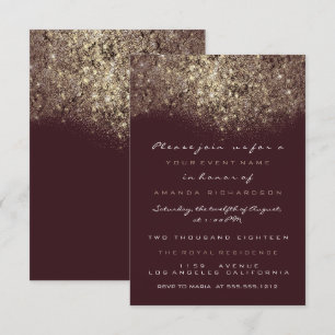 Invitation Sepia Gold Sparkly Parties scintillant Bourgogne I