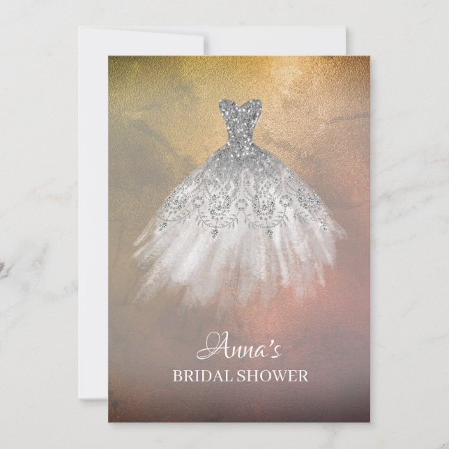 Invitation *~* Sepia Gold White Gown Fête de l'mariée (Devant)