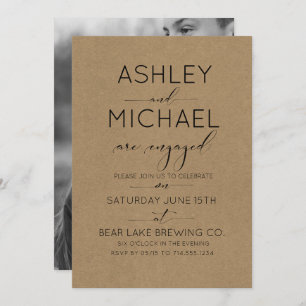 Invitation Sepia Kraft Typographie Engagement Partie Invitati