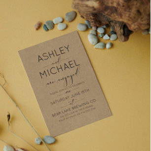 Invitation Sepia Kraft Typographie Engagement Partie Invitati