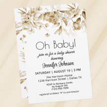 Sepia Vintage Florals de sexe neutre Baby shower