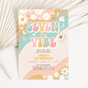 Invitation Sept est une ambiance Groovy Rétro 7e anniversaire