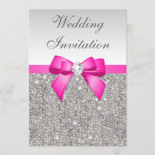 Invitation Séquences d'argent de Faux Diamants Bow Mariage