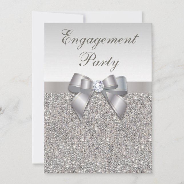 Invitation Séquences d'argent Diamonds Bow (Devant)