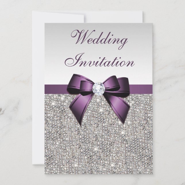 Invitation Séquences d'argent Faux Diamants Mariage de mâchoi (Devant)