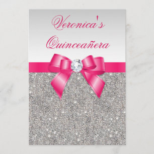 Invitation Séquences d'argent glamour de Quinceañera en bouw 