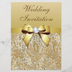 Invitation Séquences d'or Faux et Mariage de Bow