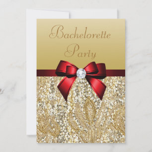 Invitation Séquences or Bachelorette Faux Royal Red Bow