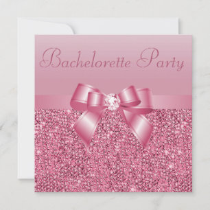 Invitation Séquences roses, Bow & Diamond Bachelorette Party