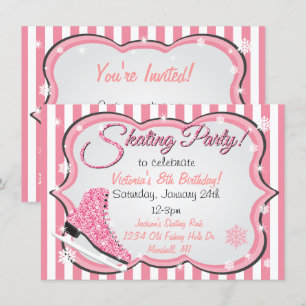 Invitation Séquin étincelant Patinage sur glace rose Invitati