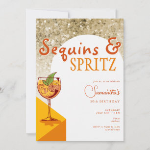 Invitation Séquins d'arc moderne et élégant Spritz Anniversai