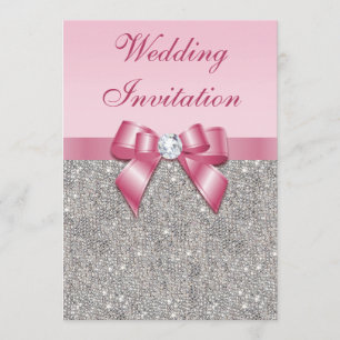 Invitation Séquins d'argent imprimés et Mariage de la corbeil