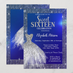 Invitation Séquins d'argent, Robe Bleu Doux 16