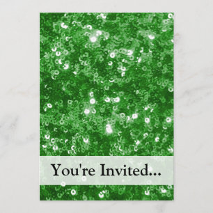 Invitation Séquins de Parties scintillant verte