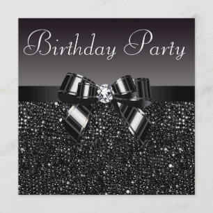 Invitation Séquins imprimés, fête d'anniversaire de Bow & Dia