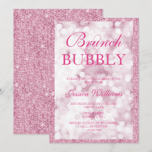Invitation Séquins roses Brunch & Fête des mariées Bubbly