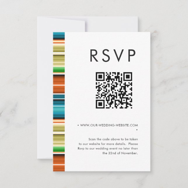 Invitation Serape Summer Stripes Mariage QR code RSVP (Devant)