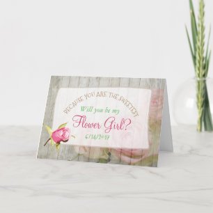 Invitation Seras-tu ma Demoiselle d'Honneur Fleur Rustique Ca