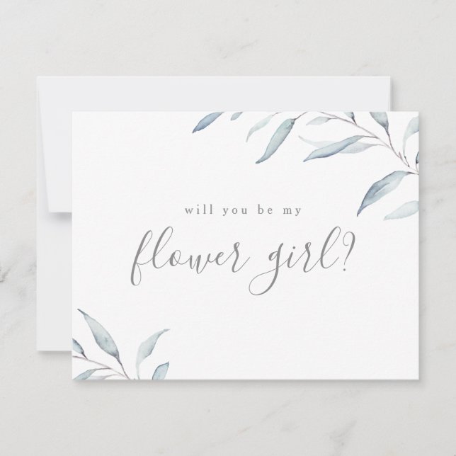 Invitation Seras-tu ma demoiselle d'honneur minimal greenery  (Devant)