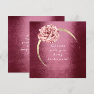 Invitation Seras-Tu Ma Femme Rose D'Or Burgund Wreath
