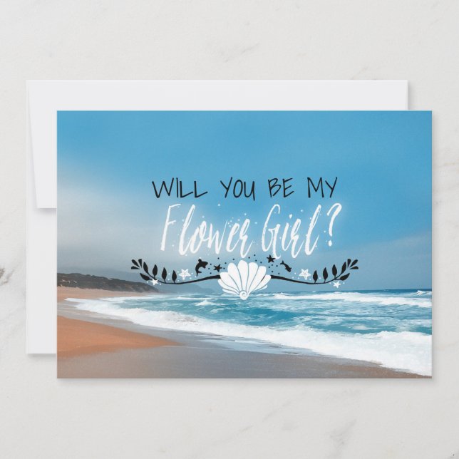 Invitation Seras-Tu Ma Fille Fleur ? | Fleur de plage (Devant)