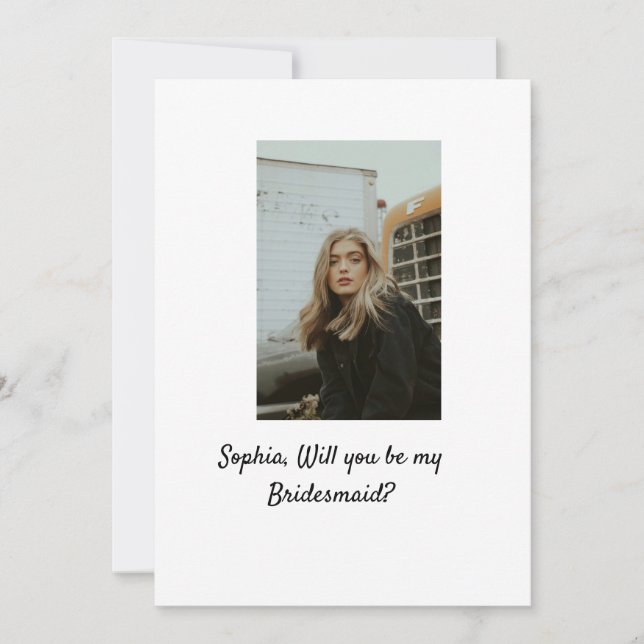 Invitation Seras-tu ma photo Bridesmaid élégant moderne (Devant)