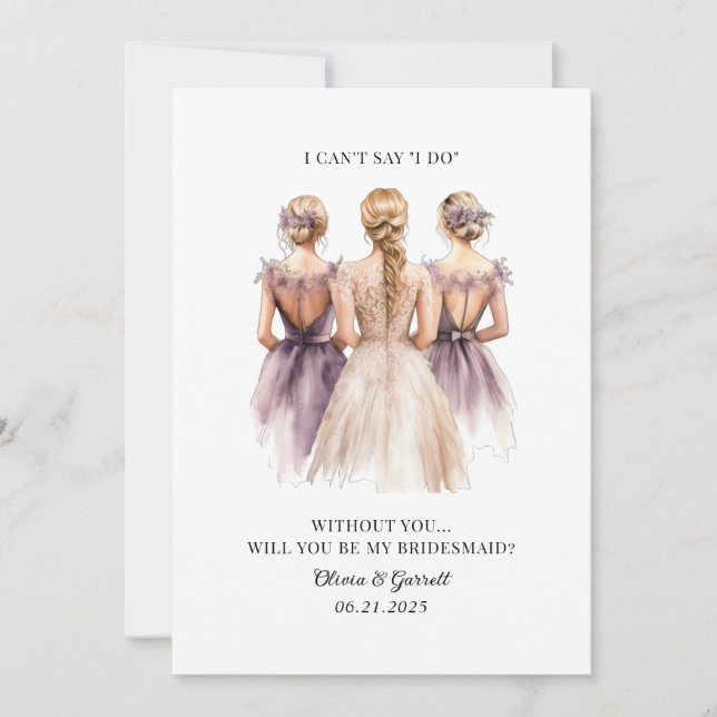 Invitation Seras-Tu Ma Proposition D'Aquarelle De Bridesmaid (Devant)