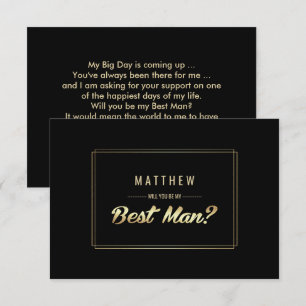 Invitation Seras-tu mon Meilleur Homme ? Mariage d'or noir