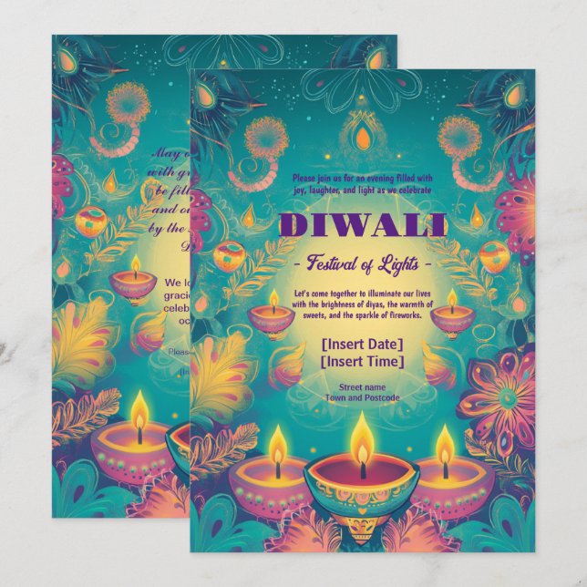 Invitation Serene Diwali Grace (Devant / Derrière)