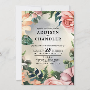 Invitation Serene Garden Wreath : Pastel Floral Elegance