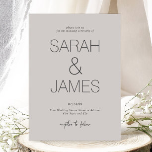 Invitation Sérénité Dusty Linen Mariage de typographie mini