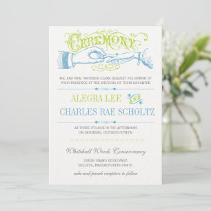 Invitation Serenity Blue Moderne Typographie Vintage Invitati