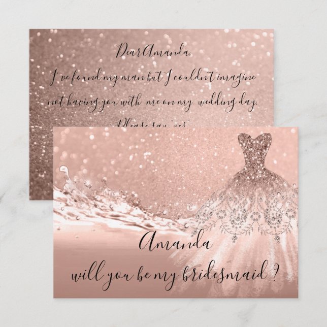 Invitation Serez-vous Bridesmaid Parties scintillant Ocean Ro (Devant / Derrière)