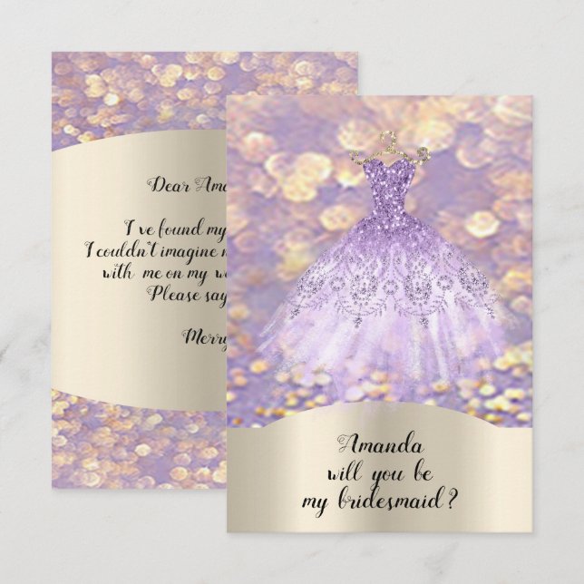 Invitation Serez-Vous Épouse Parties scintillant Princesse Ro (Devant / Derrière)