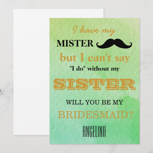 Invitation Serez-vous ma demoiselle d'honneur ? (Devant / Derrière)