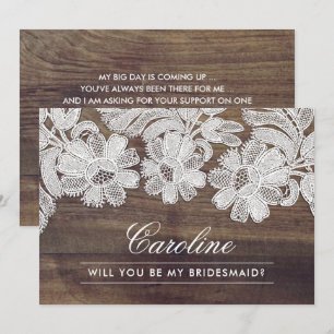 Invitation Serez-vous ma demoiselle d'honneur ? Dentelle blan