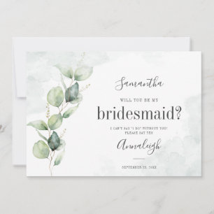 Invitation Serez-vous ma demoiselle d'honneur Eucalyptus Aqua