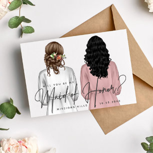 Invitation Serez-vous ma demoiselle d'honneur? Filles en Robe