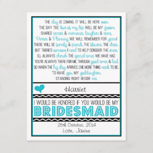 Invitation Serez-vous ma demoiselle d'honneur ? FILLEULE