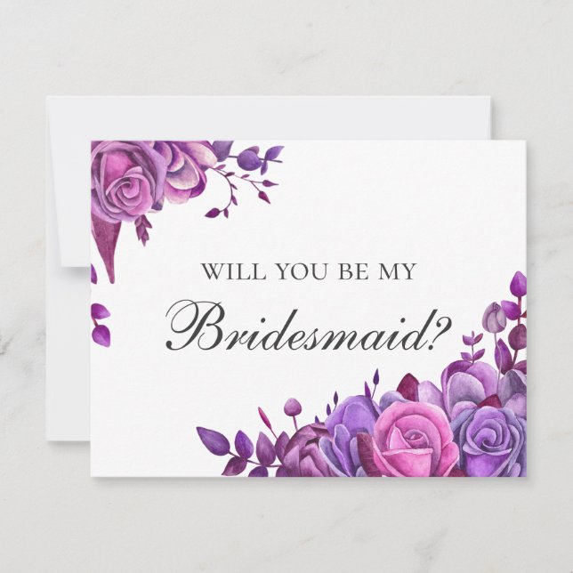 Invitation Serez-vous ma demoiselle d'honneur ? Fleurs roses  (Devant)
