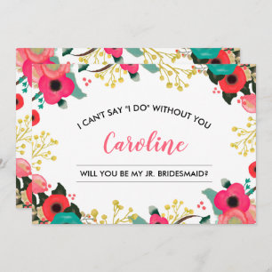 Invitation Serez-vous ma demoiselle d'honneur junior ? Floral