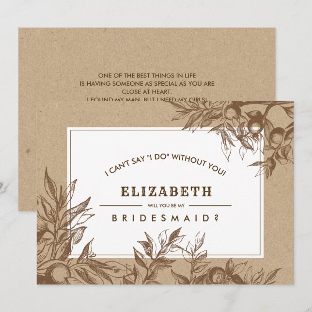Invitation Serez-vous ma demoiselle d'honneur ? Papier Botani (Devant / Derrière)